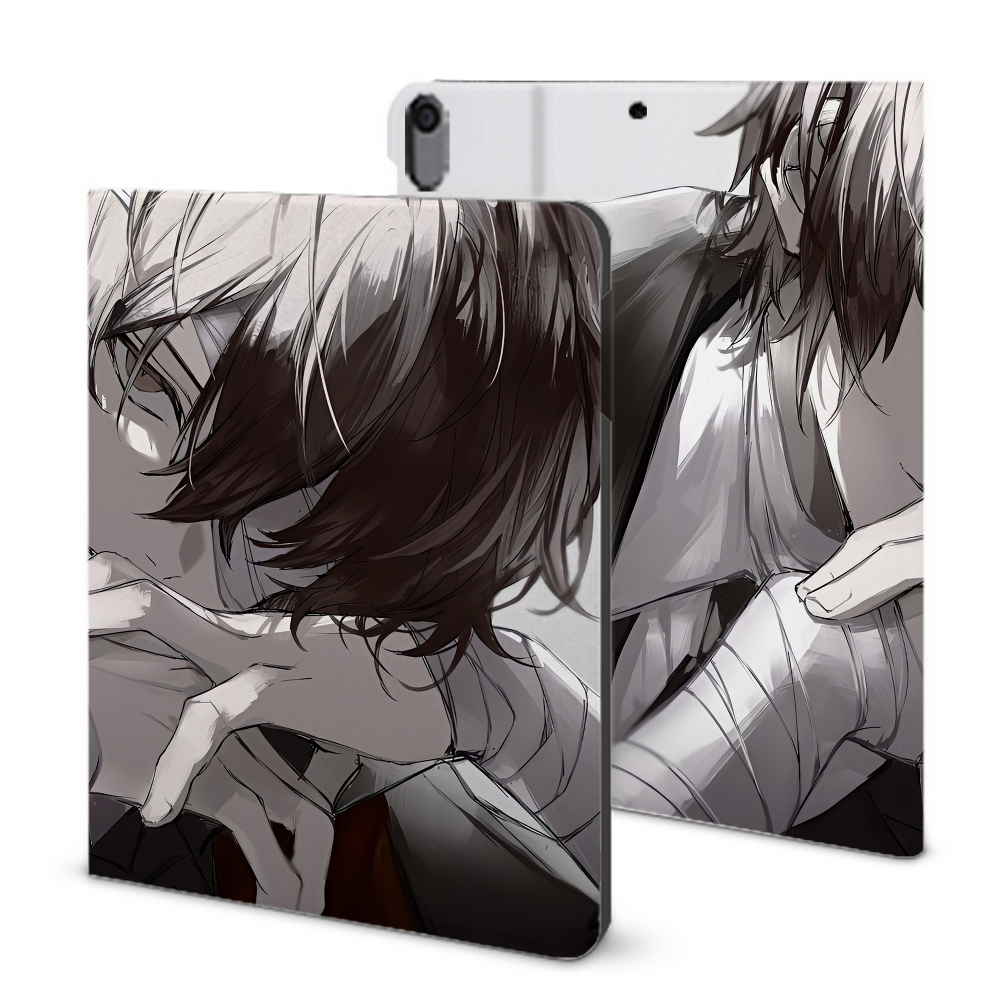 （画像用） 文豪ストレイドッグス Bungo Stray Dogs IPad ケース ブック型 PUレザー TPU 耐衝撃 軽量 薄型 ペン収納なし 全面保護 IPad 各モデル対応